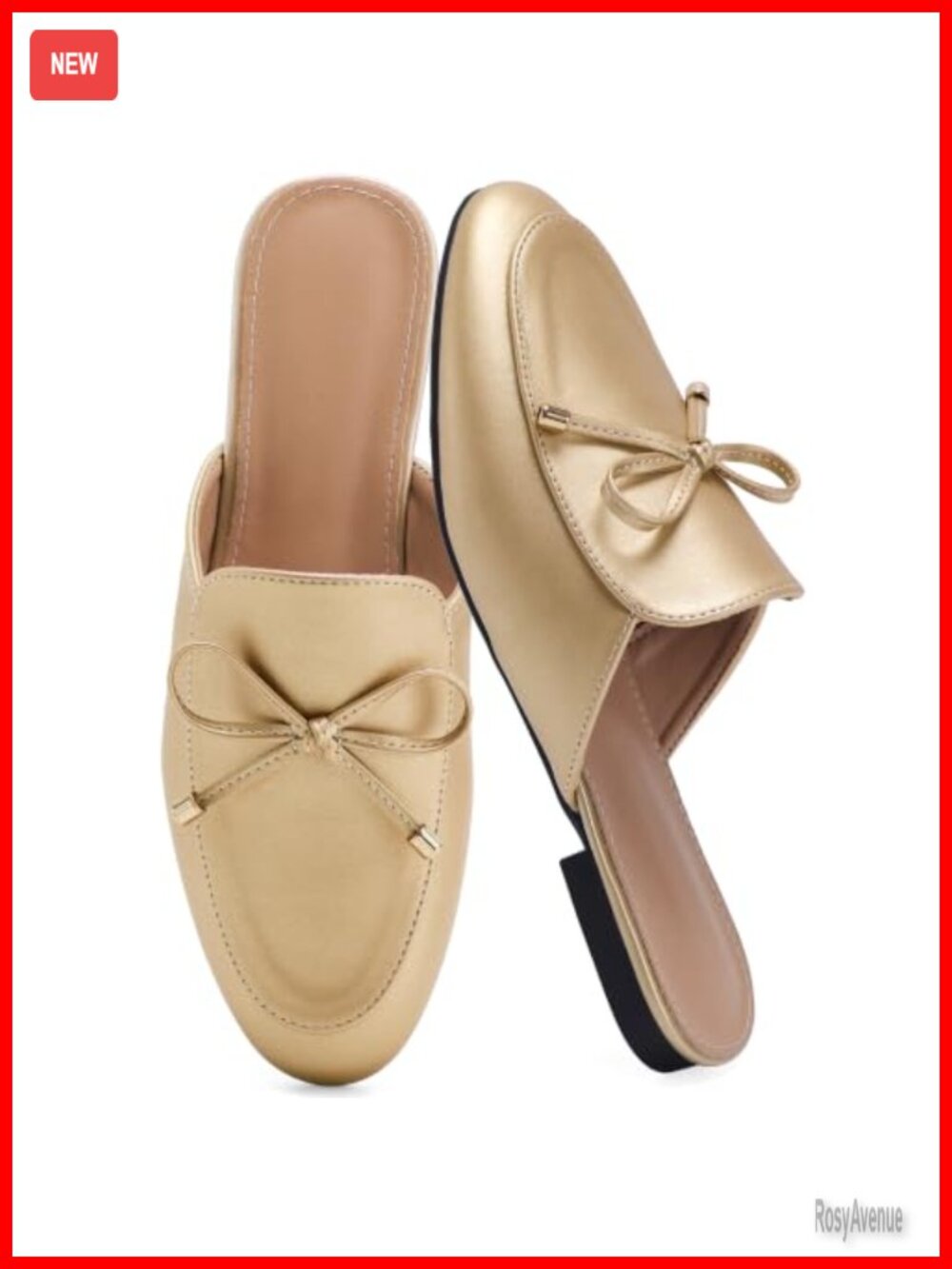 Mules Slingback Flats Closed Toe Slip On Backless Loafers Faux Leather